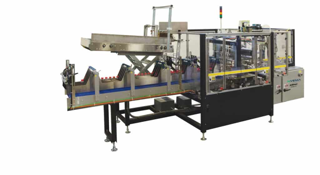 case packing machine on white